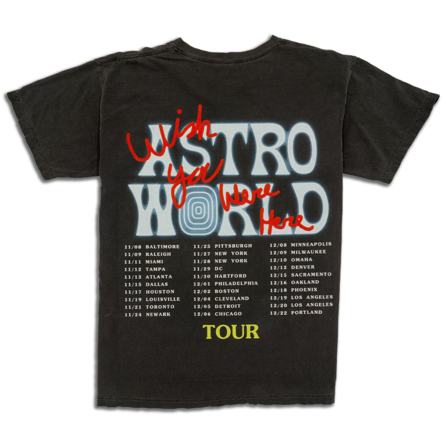 Travis Scott Horse Head Date Back Tour Tee Washed Grey (93665-326) Size S-2XL
