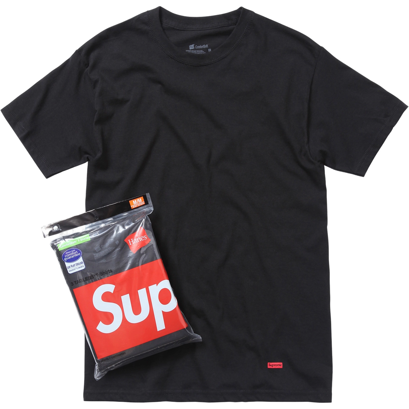 Supreme x Hanes Tagless Tees 3 Pack Black (SS17A23) Size S-L