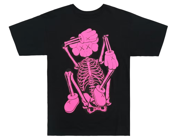 KAWS Skeleton New Fiction T-Shirt Pink 2021 (KAWS-SS02) Men's Size S-XXL