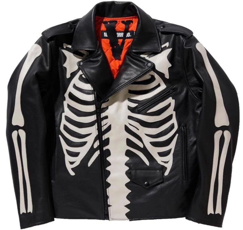 VLONE & NEIGHBORHOOD WHITE BONE LEATHER JACKET