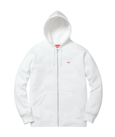 Supreme Small Box  Logo Zip Up Sweatshirt White (FW17)