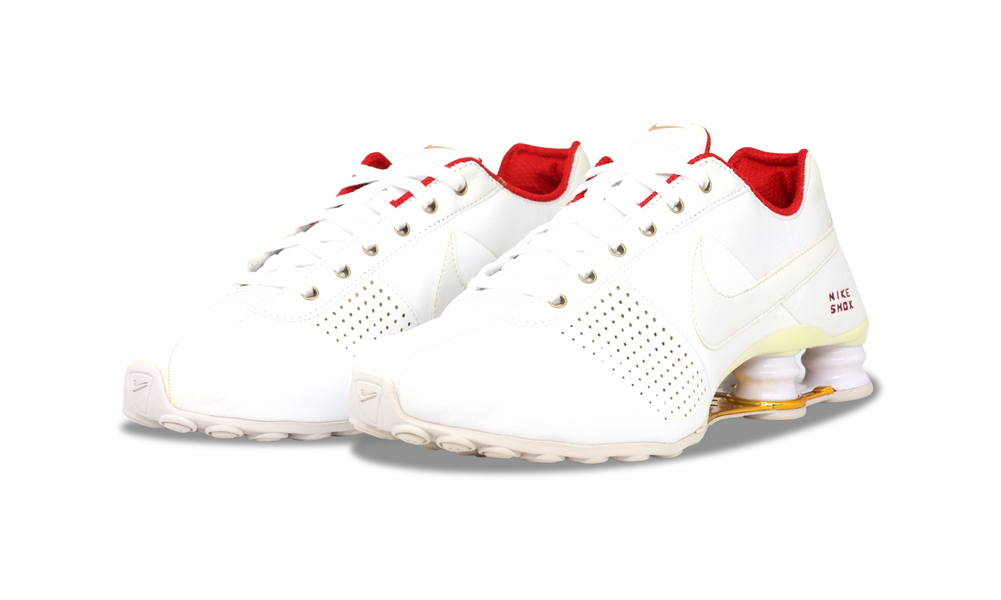 Nike Shox Deliver White Gold University Red (W) (317549-118) Women's Size 5W-7W
