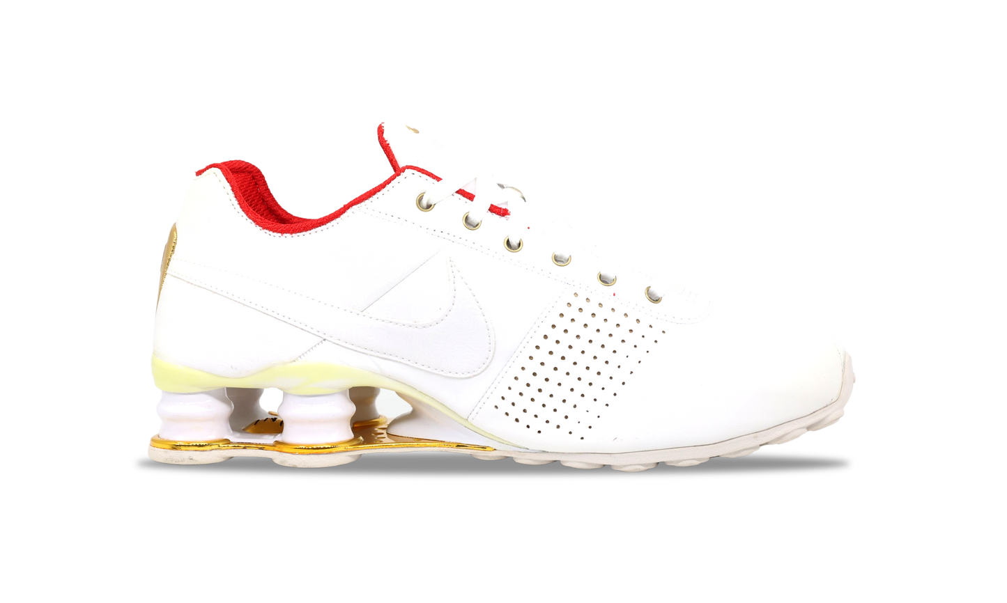 Nike Shox Deliver White Gold University Red (W) (317549-118) Women's Size 5W-7W