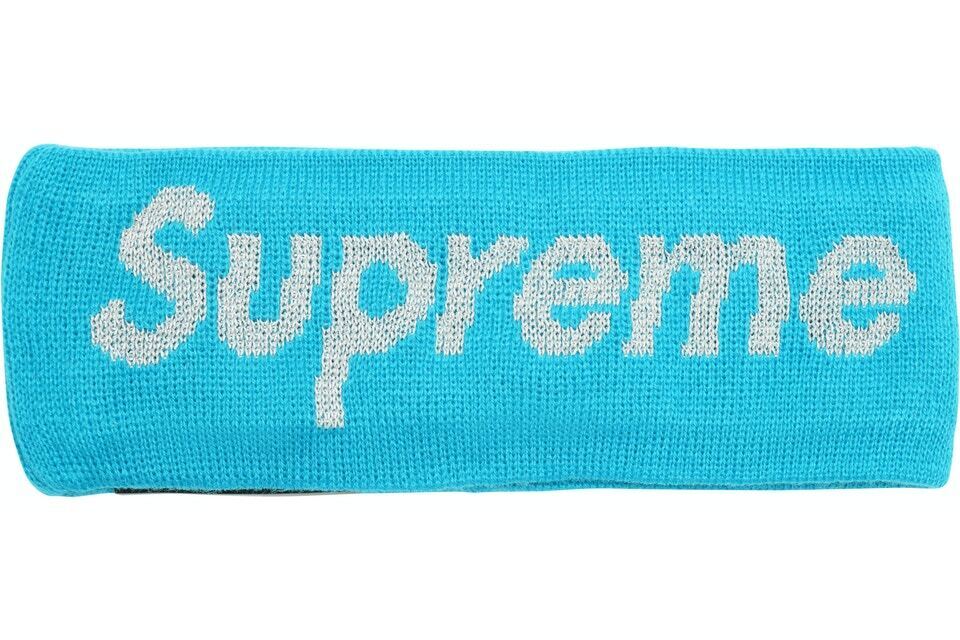 Supreme x New Era Reflective Logo Headband FW17 Black/Teal (FW17BN25) One Size