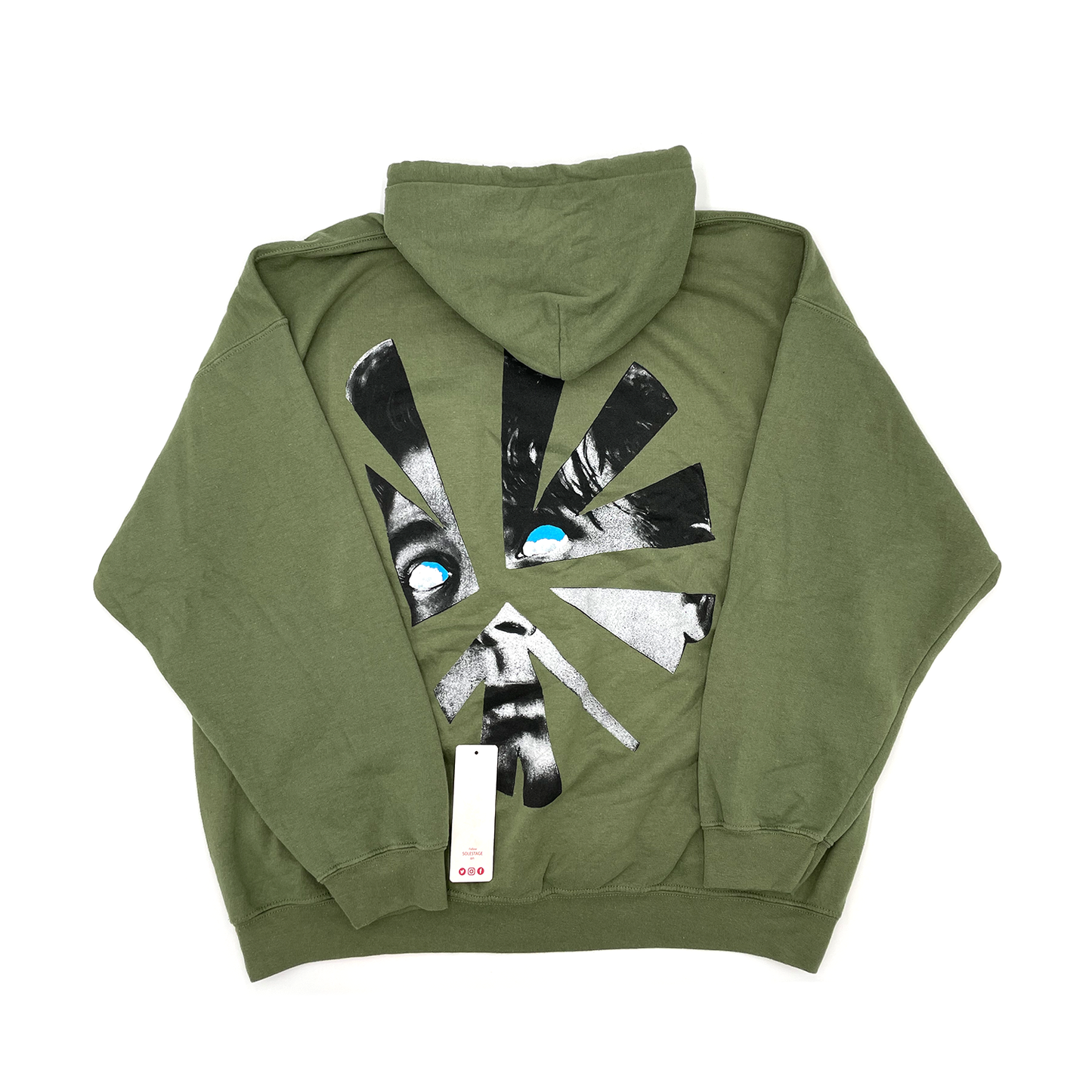 Travis Scott Astroworld Shattered Face Olive Hoodie 93665-569 Men's Size XL-XXL