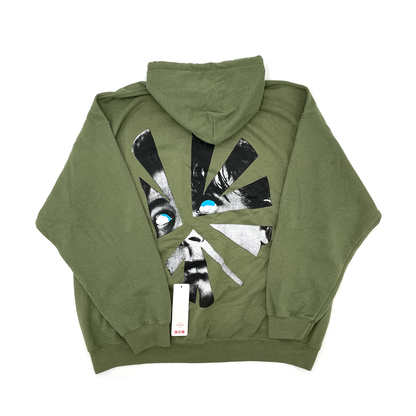Travis Scott Astroworld Shattered Face Olive Hoodie 93665-569 Men's Size XL-XXL