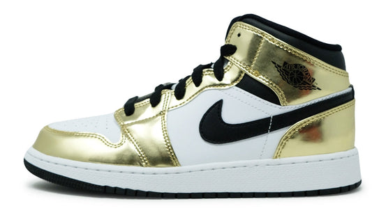 Nike Air Jordan 1 Mid Metallic Gold Black White (GS) DC1420-700