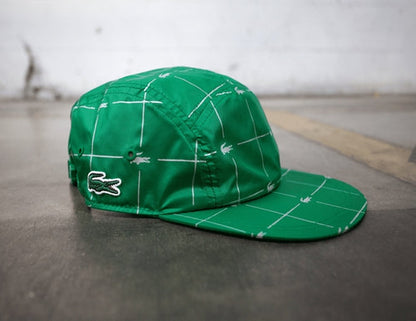 Supreme x Lacoste Reflective Grid Nylon Camp Cap Black/Green (SS18H4) One Size