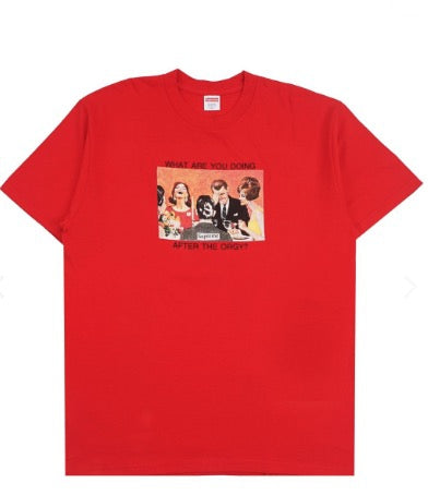 Supreme Orgy Tee Heather Gray/Red/White SS17 (SS17T19) Size M-L