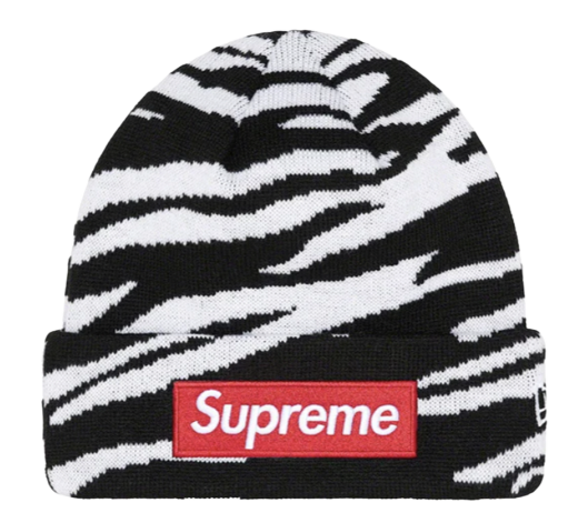 Supreme New Era Box Logo Beanie (FW22) Zebra