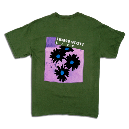 Travis Scott Astroworld Festival Run Flower Olive Tee (93665-344) Men Size S-2XL