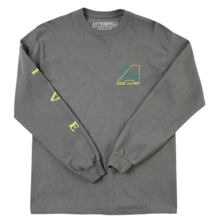 Travis Scott Stop Look Listen Long Sleeve Grey Tee (93665-367) Men's Size S-XL