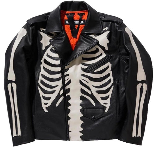 VLONE & NEIGHBORHOOD WHITE BONE LEATHER JACKET