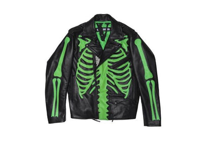 VLONE & NEIGHBORHOOD GREEN BONE LEATHER JACKET