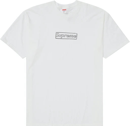 supreme kaws chalk logo tee White