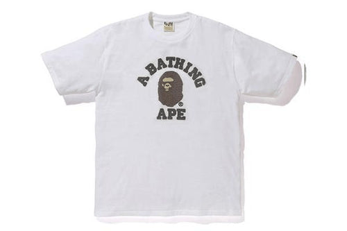 Bape EMBROIDERY STYLE COLLEGE TEE White