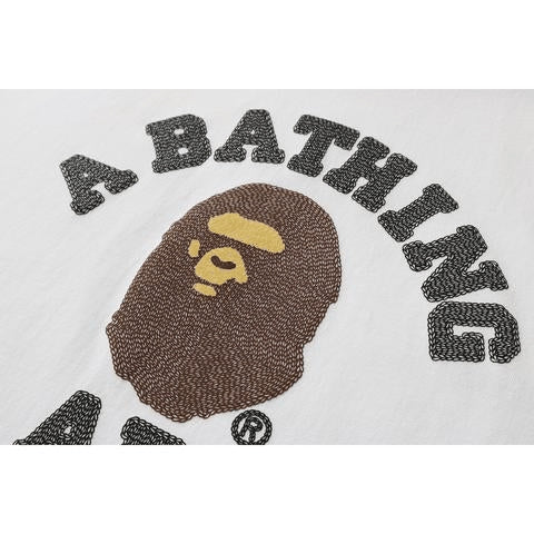 Bape EMBROIDERY STYLE COLLEGE TEE White
