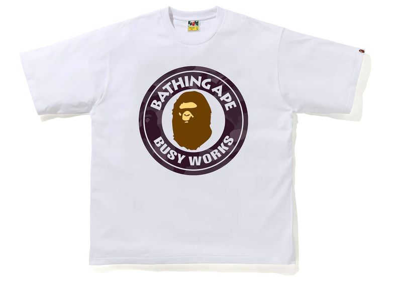 BAPE Color Camo Busy Works Relaxed Fit Tee White/Burgundy
