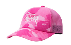 BAPE x Stussy Trucker Cap Pink