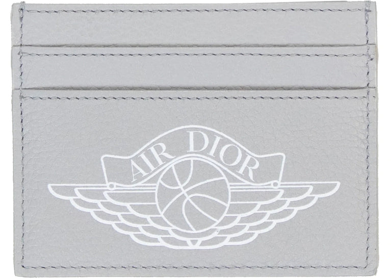 Dior x Jordan Wings Card Holder (4 Card Slot) Grey in Calfskin with Silver-tone