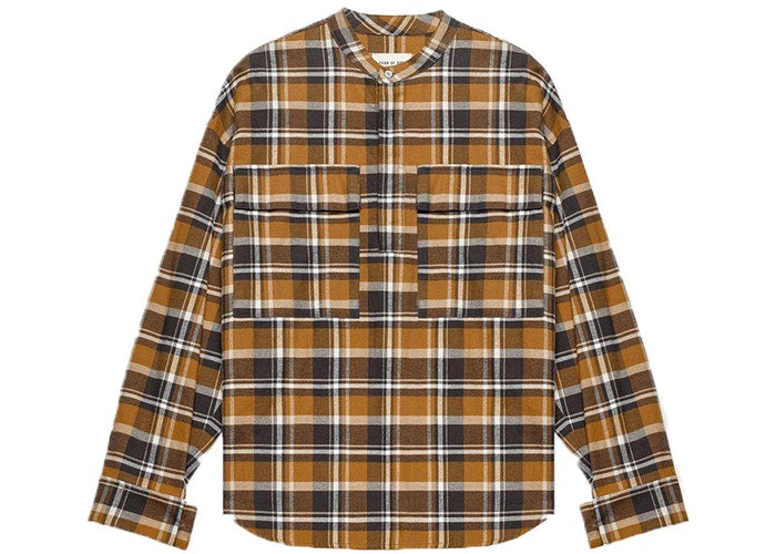 FEAR OF GOD Plaid Pullover Henley Brown
