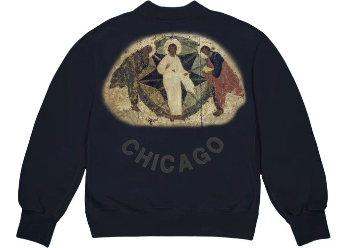 Kanye West Jesus Is King Chicago Painting Crewneck Navy