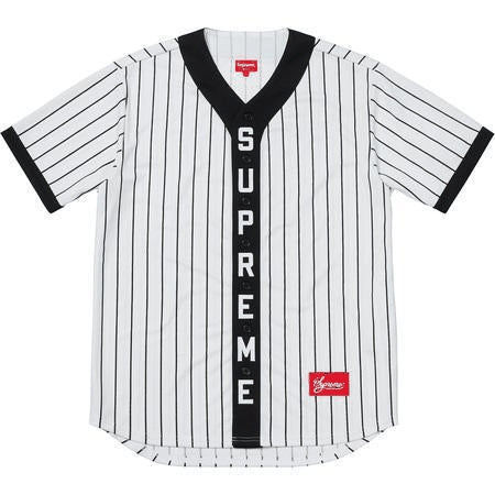 Supreme Vertical Logo Baseball Jersey White