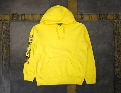 Supreme Sleeve Embroidery Hooded Sweatshirt Yellow