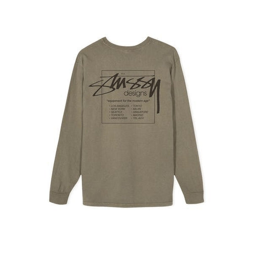 Stussy Modern Age Pigment Dyed Long Sleeve Tee Army