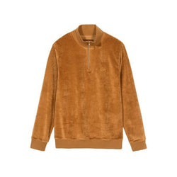 Stussy Velour Zip Mock Sweater Rust