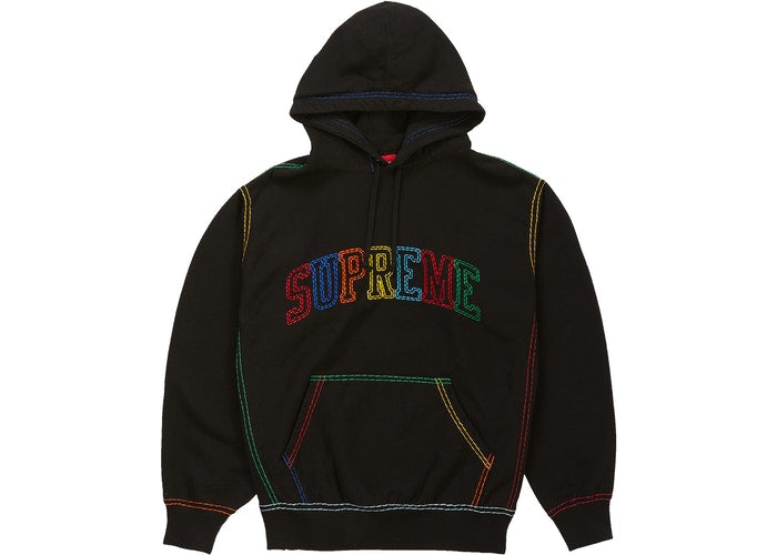 Supreme Big Stitch Hooded Sweatshirt Black