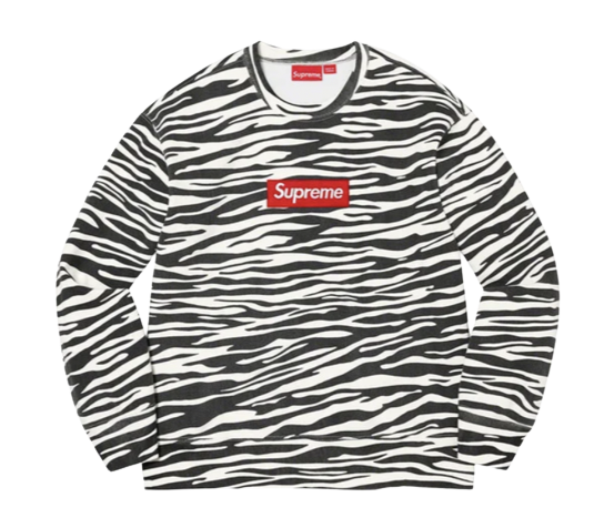 supreme Box Logo Crewneck Zebra L
