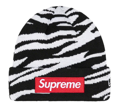 Supreme New Era Box Logo Beanie (FW22) Zebra
