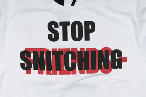Vlone "Friends" Red Stop Snitching White Tee