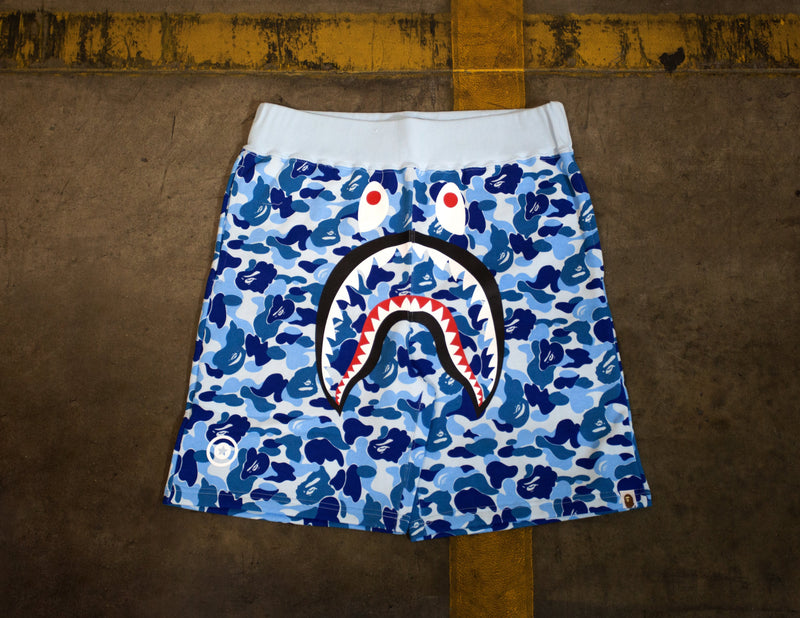 Bape Camo Shark Sweat Shorts Blue