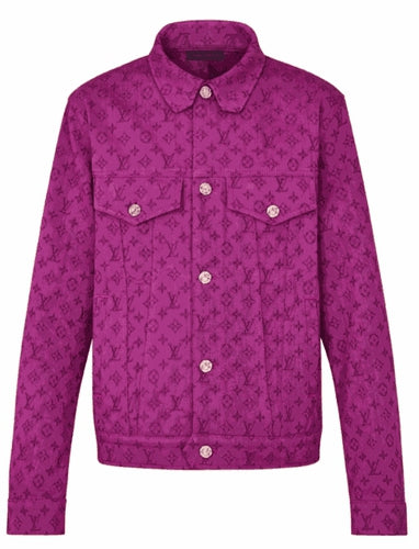 Louis Vuitton Purple Monogram Denim Button Up Jacket size 52 at 1stDibs